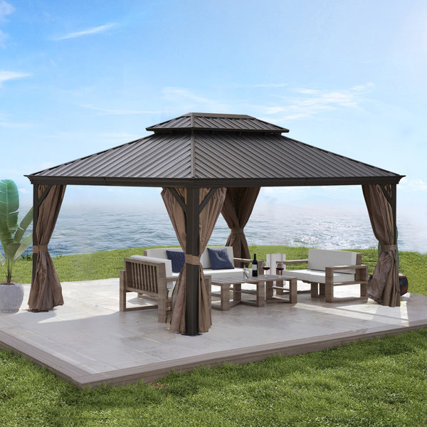 Cypher 12*16FT Gazebos, Hardtop Gazebo Aluminum Gazebos With Curtains